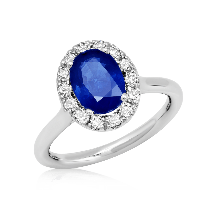 Oval Halo Sapphire Engagement Ring - XO Jewels