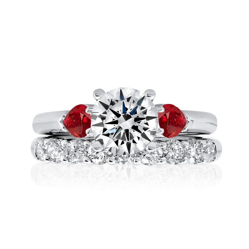 Oval Ruby and Double Diamond Accented Ring - Afrogem Jewellers