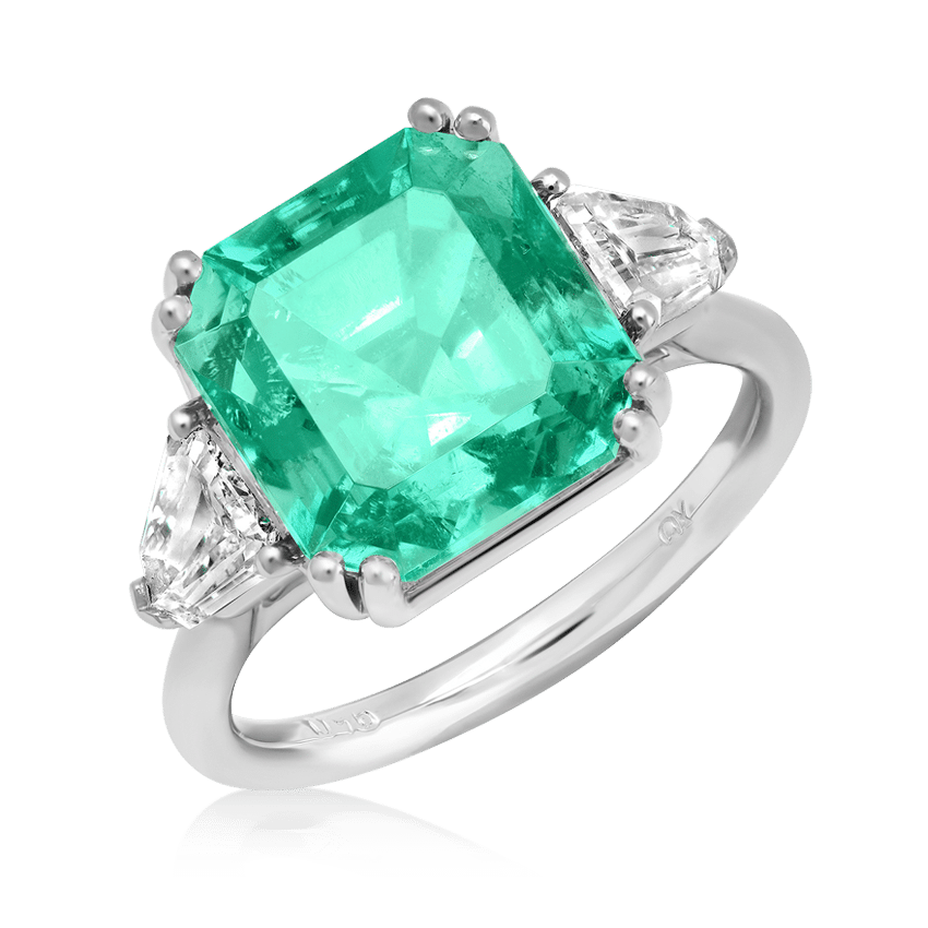 Single stone shield shaped diamond ring, the 1.98ct old brilliant cut stone  claw set between tapered bagette diamond shoulders | Object | S. J. Phillips