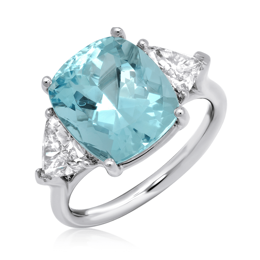 3Ct Cushion Aquamarine ring, Aquamarine solitaire ring, natural aquama -  Giliarto